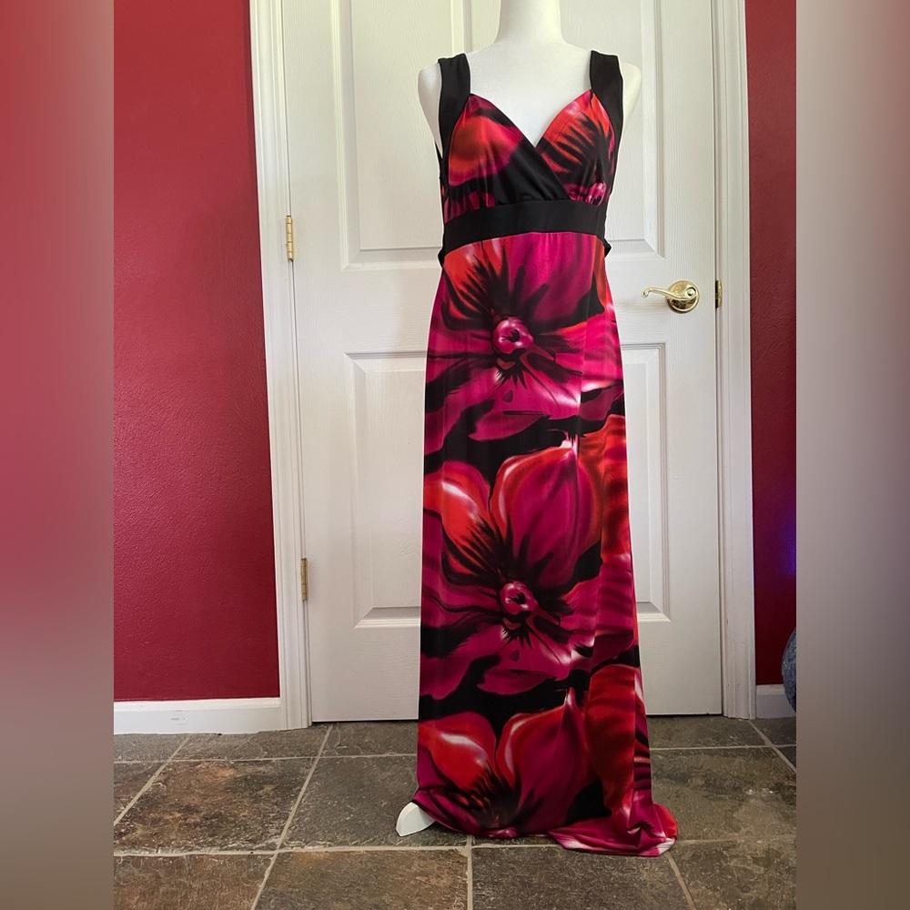 Joie & I Red Pink and Black Sleeveless Maxi Dress